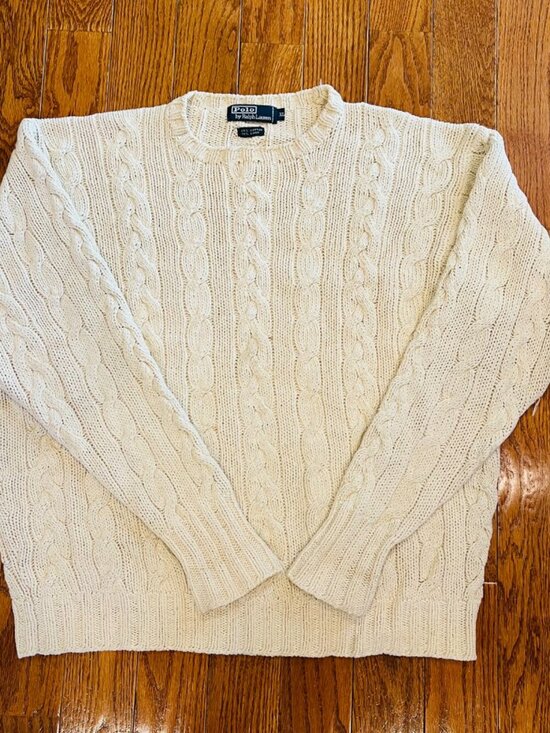 Polo Ralph Lauren Other - Vintage 90's Polo Ralph Lauren Men’s Cable Knit Fisherman Sweater Size XL Chunky